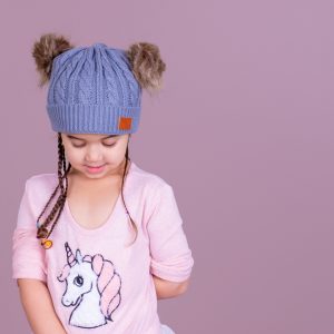 kids winter hat with pompoms