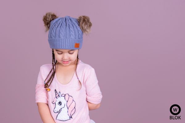 kids winter hat with pompoms